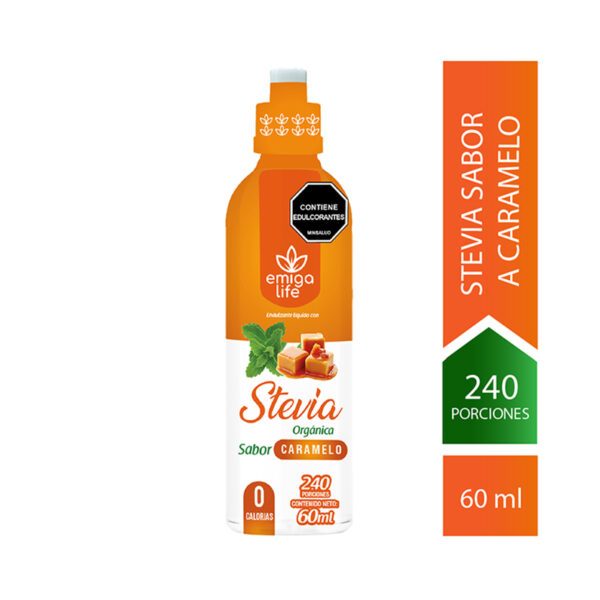 Estevia liquida cero calorías, endulzante cero calorías, Stevia pura, estevia sabor a Caramelo