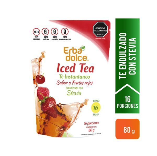 Té en polvo Instantáneo endulzando con Stevia. Sabor a Frutos Rojos