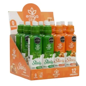 Stevia Líquida Sabor Natural y Caramelo Caja X 12 Und X 60 ml Emigalife